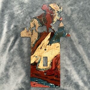 Lazart Moose Light Switch Cover – Rustic Cabin Core Multicolor Metal Wall Plate